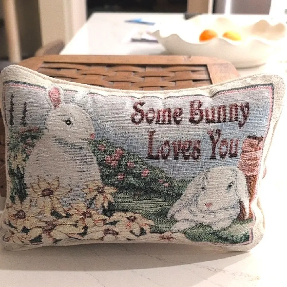 Some Bunny Loves You Decorative Tapestry Accent Pillow